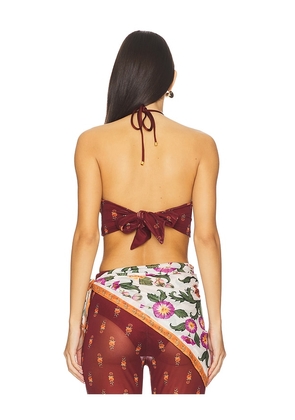 Agua Bendita x REVOLVE Jam Crop Top in Burgundy. Size M. Also in S, XS, L, XL.