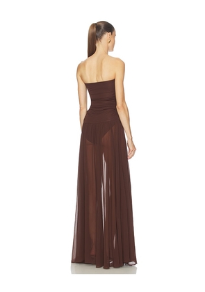 Camila Coelho Minji Maxi Dress in Chocolate. Size M. Also in XXS, XS, S, L.