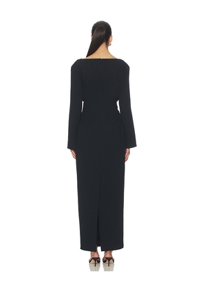 EAVES Norna Polished Crepe Maxi Dress in Black. Size S. Also in XS.