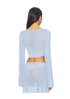 DEVON WINDSOR Erin Longsleeve Top in Baby Blue. Size L. Also in S, XS.
