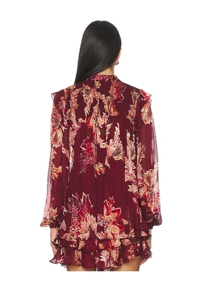 HEMANT AND NANDITA Smocked Top in Red. Size M. Also in XS, S, L.
