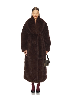 AFRM Lisbon Maxi Faux Fur Coat in Brown. Size XXS/XS. Also in S/M, L/XL.