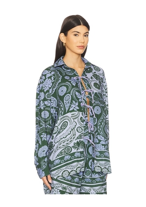 Agua Bendita x REVOLVE Swan Shirt in Blue. Size XS-S. Also in M-L.