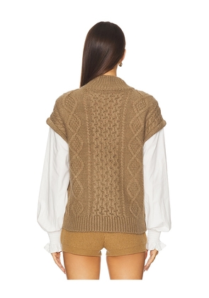ASTR the Label Angeline Mixed Media Sweater in Brown. Size M. Also in L, XL, XS.