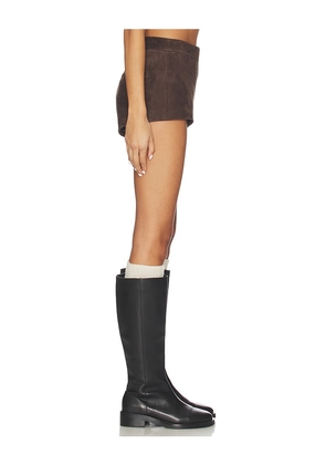 Courtney Zheng Lena Suede Mini Short in Brown. Size 6/XS. Also in 8/S, 10/M.