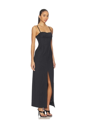 Courtney Zheng Chalkstripe Wool Bustier Dress in Charcoal. Size M. Also in S, L.