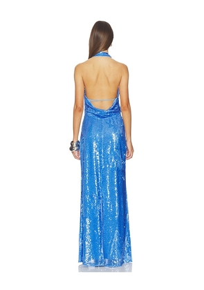 SIMKHAI Reannon Draped Gown in Blue. Size 0. Also in 2, 4, 6, 8.