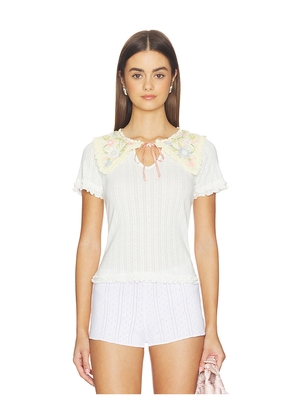 Free People Sol Knit Tee in Ivory. Size L. Also in M, S, XL, XS.