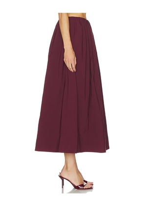 Camila Coelho Carina Midi Skirt in Burgundy. Size M. Also in L, S, XS, XXS.