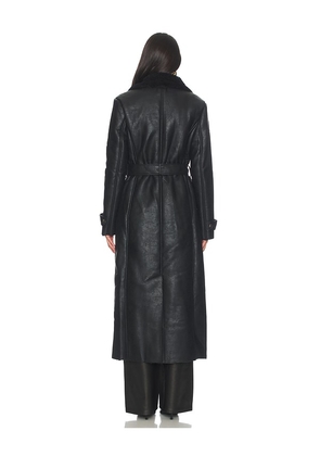 Bardot Faux Leather Trench Coat in Black. Size XL. Also in M, XS.