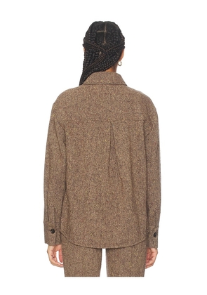 ALIGNE Charlie Wool Overshirt in Brown. Size M. Also in S, L.