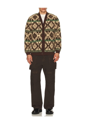 Beams Plus Cardigan Boa Jacquard in Brown. Size L. Also in M.