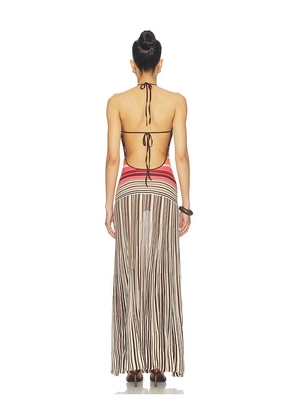 FAITHFULL Maretta Maxi Dress in Brown,Pink. Size L. Also in M, XL.