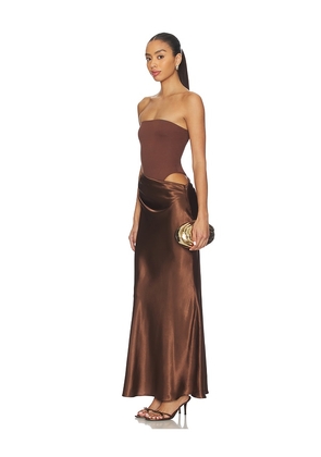 ALL THE WAYS Carrie Maxi Dress in Brown. Size S. Also in M, XS.