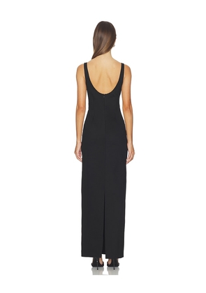 SIMKHAI Cabot Sculpted Scuba Maxi Dress in Black. Size 0. Also in 2.