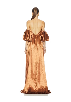 CAROLINE CONSTAS Palmer Gown in Metallic Copper. Size S. Also in M.