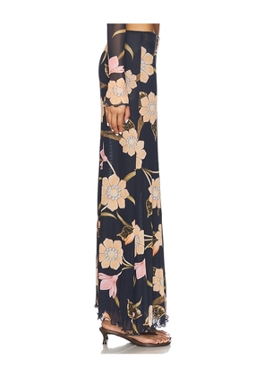Agua Bendita x REVOLVE Brace Skirt in Burgundy Floral in Navy. Size M. Also in L, S.