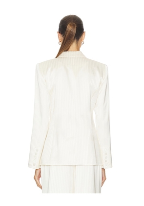 Cinq a Sept Georgia Satin Stripe Cheyenne Blazer in Ivory. Size 10. Also in 2.