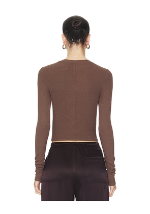 Enza Costa Silk Rib Essential Cardigan in Brown. Size M. Also in S, L, XL.