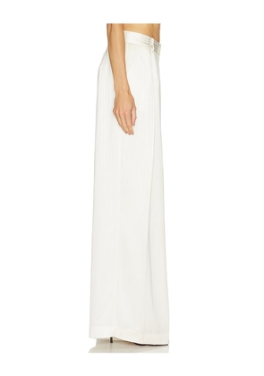 Cinq a Sept Georgia Satin Stripe Marne Pant in Ivory. Size 4. Also in 6, 8.