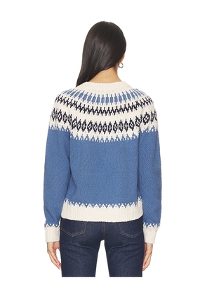 Autumn Cashmere Chunky Fair Isle Crew Sweater in Blue. Size S. Also in XS, M.