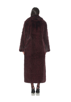 Alice + Olivia Marvin Faux Fur Coat in Burgundy. Size M. Also in XS.