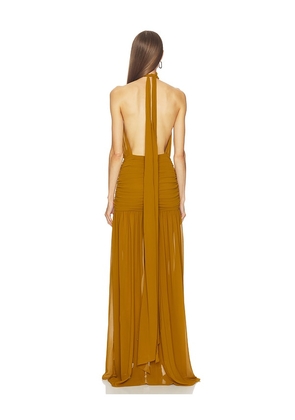 Camila Coelho Yaritza Gown in Mustard. Size M. Also in S, L, XL.