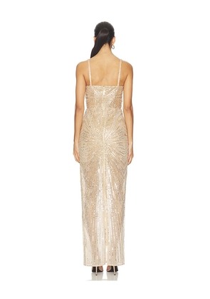 Bronx and Banco Dahlia Maxi Dress With Straps in Metallic Gold. Size L. Also in XS.