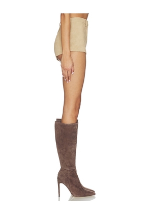 Bardot Jayla Faux Leather Short in Beige. Size 10. Also in 8, 12.