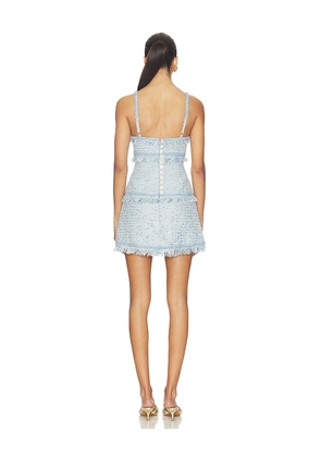 Bardot Elina Fringe Boucle Mini Dress in Blue. Size 12. Also in 6, 8, 10.