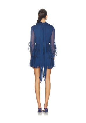 Bardot Norah Ruffle Mini Dress in Navy. Size 2. Also in 4, 6, 8.