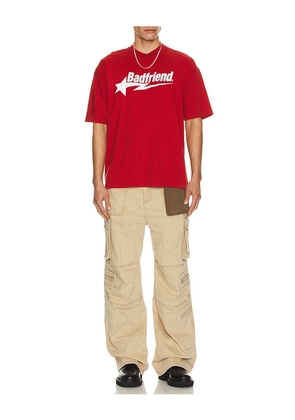 Badfriend Star Logo Tee in Red. Size M. Also in S, L, XL/1X.