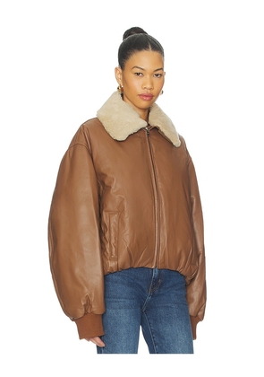 AEXAE Leather Bomber Jacket in Brown. Size S. Also in XS.