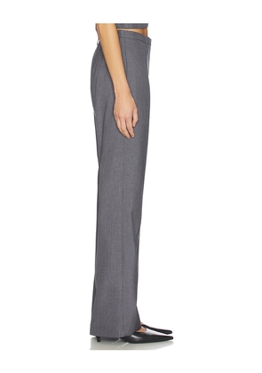 AEXAE Twill Pleated Straight Leg Trouser in Charcoal. Size M. Also in XS, S, L.