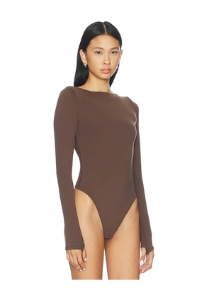 Beyond Yoga Serene Boatneck Bodysuit in Brown. Size M. Also in S, XS.