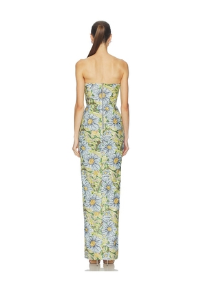 Bronx and Banco Valentina Pailette Veronica Maxi Dress With Slit in Blue,Green. Size L. Also in XS, S, M, XL.