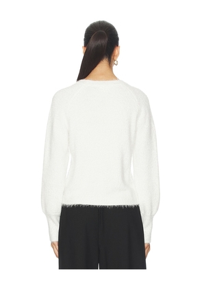 Bobi Diagonal Placket Sweater in White. Size M. Also in XS, S, L, XL.