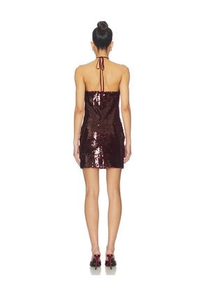 Elodie the Label Camelia Sequin Mini Dress in Burgundy. Size M. Also in S, L, XL.