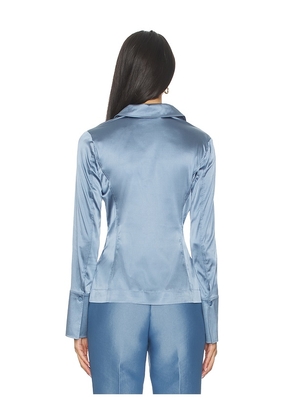 ALIGNE Janis Satin Shirt in Heather in Blue. Size 0. Also in 8.
