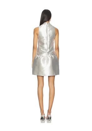 ALIGNE Blaze Satin Mini Dress in Metallic Silver. Size 2. Also in 4, 0, 6.