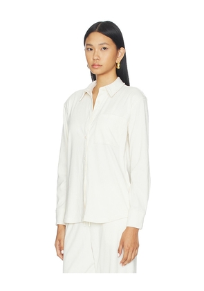Beyond Yoga Breathe Easy Corduroy Button Front Shirt in Cream. Size M. Also in S, XS, L.