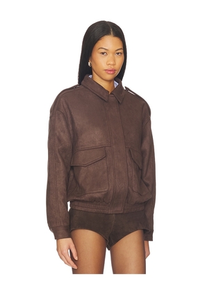 Elodie the Label Elio Faux Suede Jacket in Chocolate. Size M. Also in S, XS.