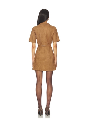 Elodie the Label Ace Faux Suede Mini Dress in Brown. Size M. Also in S, XS.