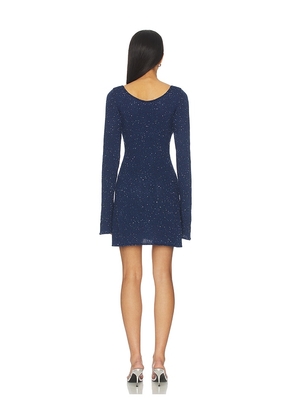 ASTA RESORT Maya Longsleeve Mini Dress in Navy. Size L. Also in XS, S, M.
