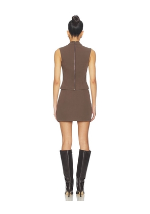 ALL THE WAYS Ileen Mini Skirt Set in Brown. Size M. Also in XS, XXS, S, L, XL.