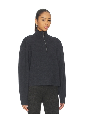 EAVES Brecken Double Faced Half Zip Sweater in Grey. Size M. Also in XS, XXS, S, XL.