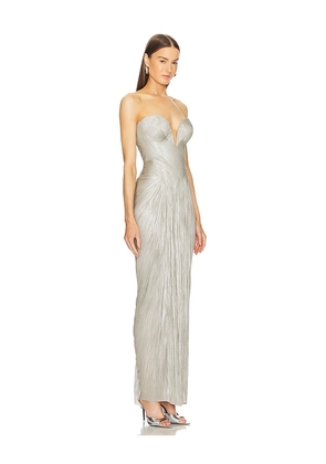 Maria Lucia Hohan Noor Gown in Metallic Silver. Size 36/4. Also in 38/6.