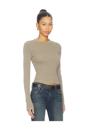 Citizens of Humanity Pillar Waffle Crewneck Top in Grey. Size S. Also in XS, M.