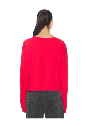 DAYDREAMER Game Day Meet & Greet Long Sleeve Top in Red. Size M. Also in XS, S, L, XL.