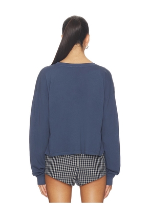 DAYDREAMER Game Day Meet & Greet Long Sleeve Top in Navy. Size M. Also in XS, S, L, XL.
